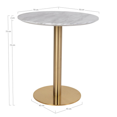 Stół okrągły na jednej nodze Bolzano 70cm imitacja marmuru / złoty House Nordic