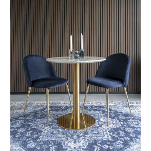 Stół okrągły na jednej nodze Bolzano 70cm imitacja marmuru / złoty House Nordic