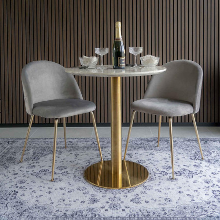 Stół okrągły na jednej nodze Bolzano 70cm imitacja marmuru / złoty House Nordic