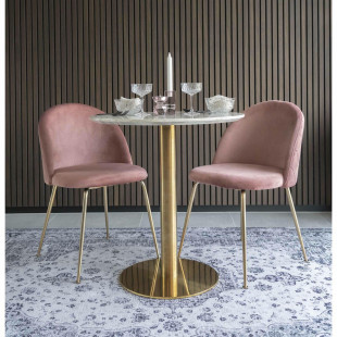 Stół okrągły na jednej nodze Bolzano 70cm imitacja marmuru / złoty House Nordic