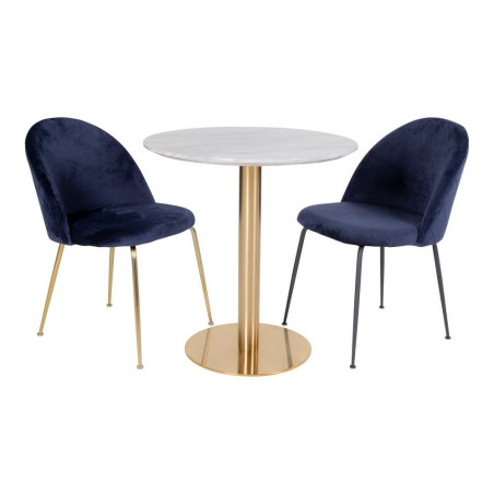 Stół okrągły na jednej nodze Bolzano 70cm imitacja marmuru / złoty House Nordic