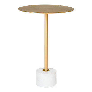 Mosiężny stolik pomocniczy okrągły na marmurowej podstawie Lecco 41cm House Nordic