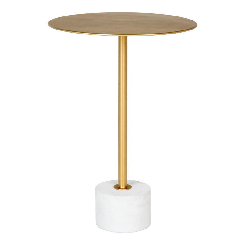 Mosiężny stolik pomocniczy okrągły na marmurowej podstawie Lecco 41cm House Nordic
