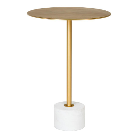 Mosiężny stolik pomocniczy okrągły na marmurowej podstawie Lecco 41cm House Nordic