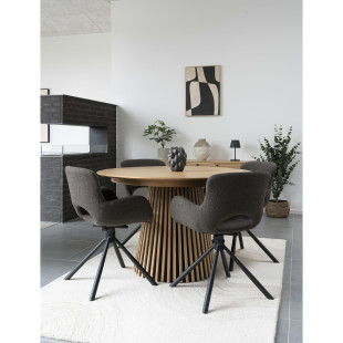Krzesło tapicerowane obrotowe Amorim boucle brąz / czarny House Nordic