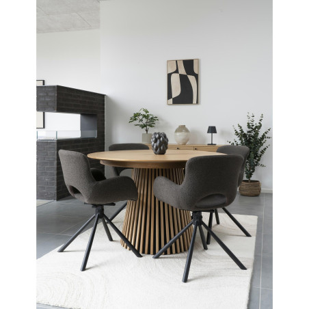 Krzesło tapicerowane obrotowe Amorim boucle brąz / czarny House Nordic