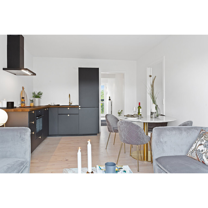 Szare krzesło welurowe ze złotymi nogami Geneve House Nordic