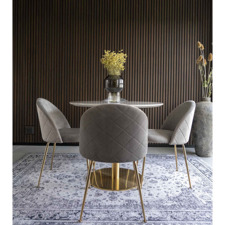 Szare krzesło welurowe ze złotymi nogami Geneve House Nordic