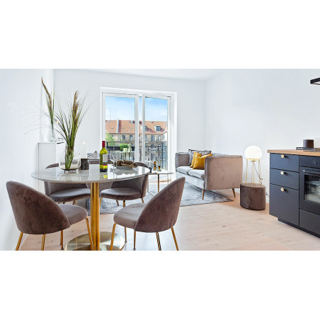 Szare krzesło welurowe ze złotymi nogami Geneve House Nordic