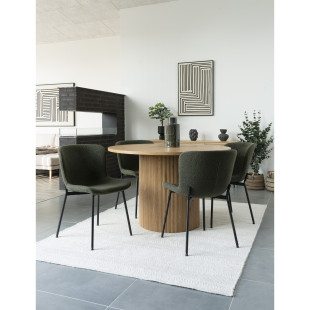 Krzesło tapicerowane tkanina boucle Macedaciemny zielony / czarny House Nordic