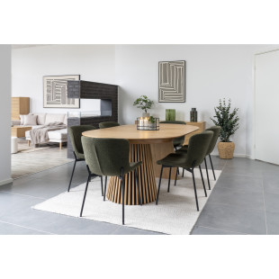 Krzesło tapicerowane tkanina boucle Macedaciemny zielony / czarny House Nordic