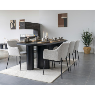 Krzesło fotelowe tkanina boucle Melilla biały / czarny House Nordic