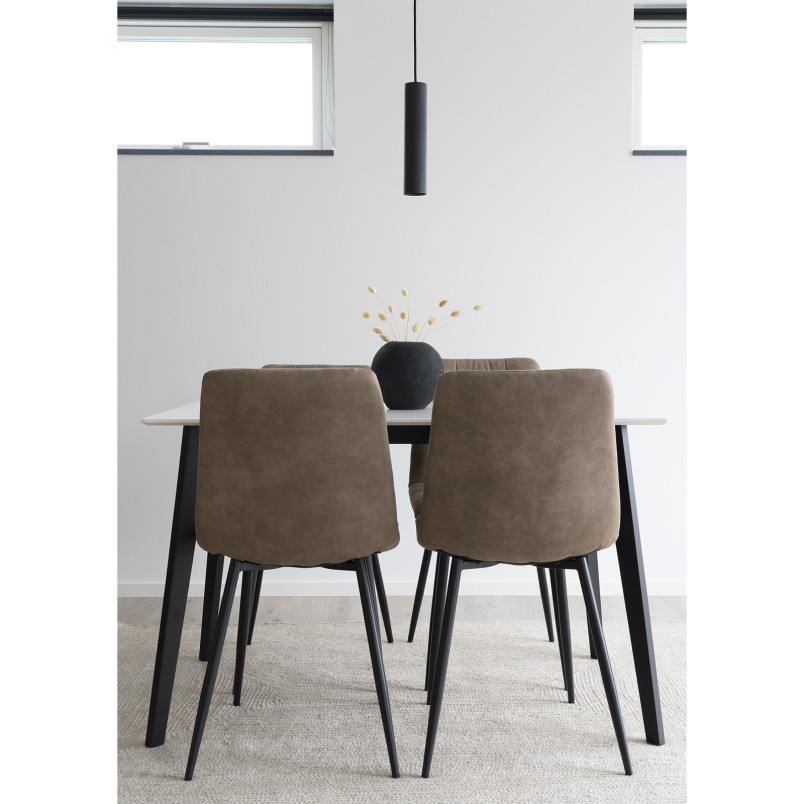 Krzesło zamszowe pikowane Middelfart ciemny brąz / czarny House Nordic