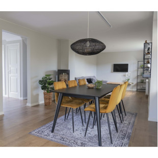 Krzesło welurowe pikowane Middelfart żółty / czarny House Nordic