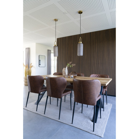Krzesło pikowane z ekoskóry Pisa brąz / czarny House Nordic