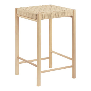 Stołek barowy drewniany z plecionym siedziskiem Abano 66,5cm House Nordic