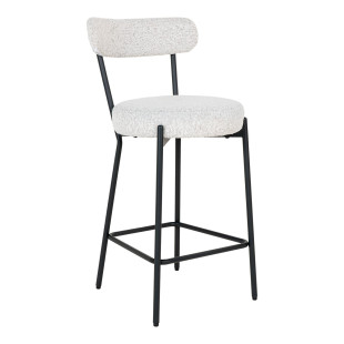 Krzesło barowe tapicerowane Badalona 65cm tkania boucle biały /czarny House Nordic