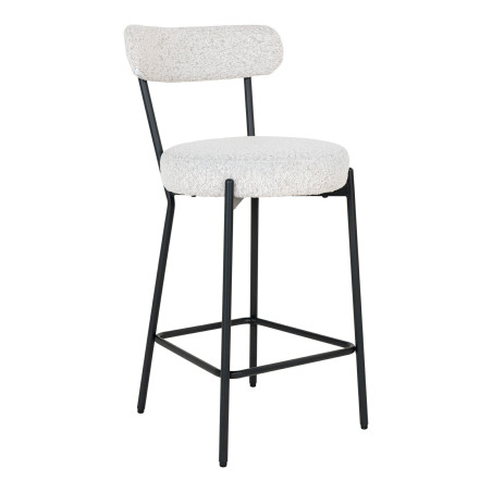 Krzesło barowe tapicerowane Badalona 65cm tkania boucle biały /czarny House Nordic