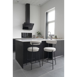 Krzesło barowe tapicerowane Badalona 65cm tkania boucle biały /czarny House Nordic