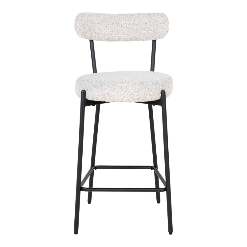Krzesło barowe tapicerowane Badalona 65cm tkania boucle biały /czarny House Nordic