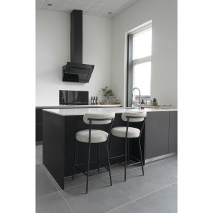 Krzesło barowe tapicerowane Badalona 65cm tkania boucle biały /czarny House Nordic