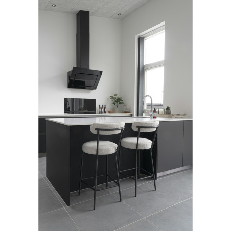 Krzesło barowe tapicerowane Badalona 65cm tkania boucle biały /czarny House Nordic