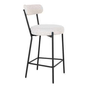Krzesło barowe tapicerowane Badalona 65cm tkania boucle biały /czarny House Nordic