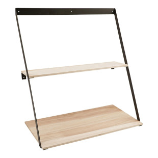 Półka loft 2 poziomowa Bern 50cm drewno / czarny House Nordic