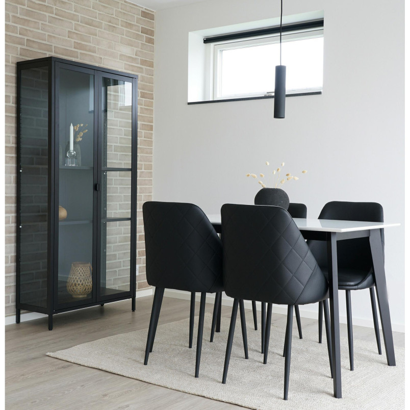Gablota / witryna metalowa ze szklanymi drzwiami Brisbane 175x80x35cm czarna House Nordic