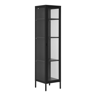 Gablota / witryna metalowa ze szklanymi drzwiami Brisbane 180x40x35cm czarna House Nordic
