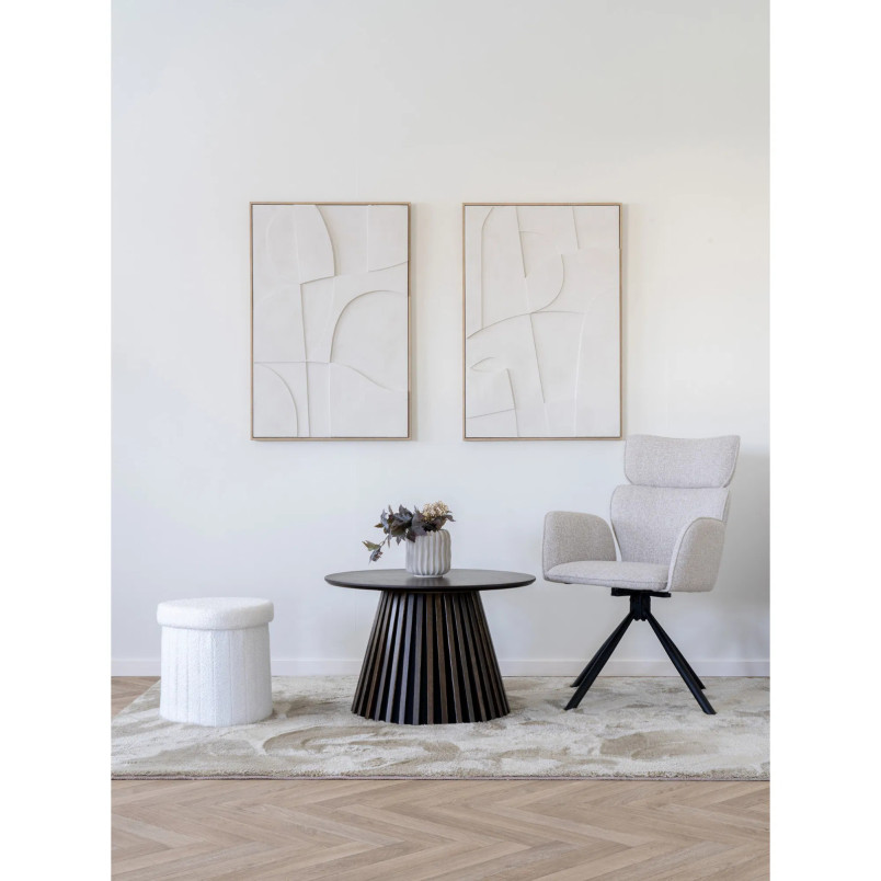 Krzesło fotelowe obrotowe Cordoba piaskowa tkanina / czarna podstawa House Nordic