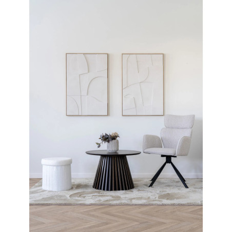 Krzesło fotelowe obrotowe Cordoba piaskowa tkanina / czarna podstawa House Nordic