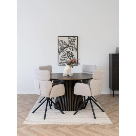 Krzesło fotelowe obrotowe Cordoba piaskowa tkanina / czarna podstawa House Nordic