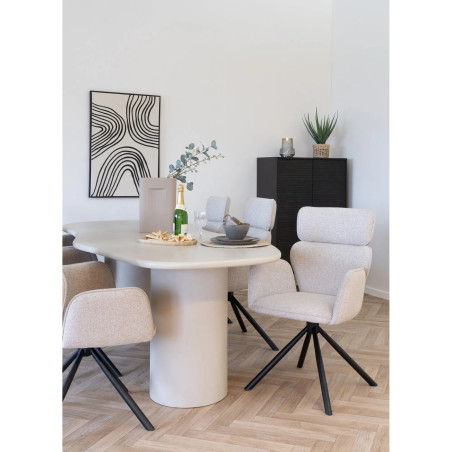 Krzesło fotelowe obrotowe Cordoba piaskowa tkanina / czarna podstawa House Nordic