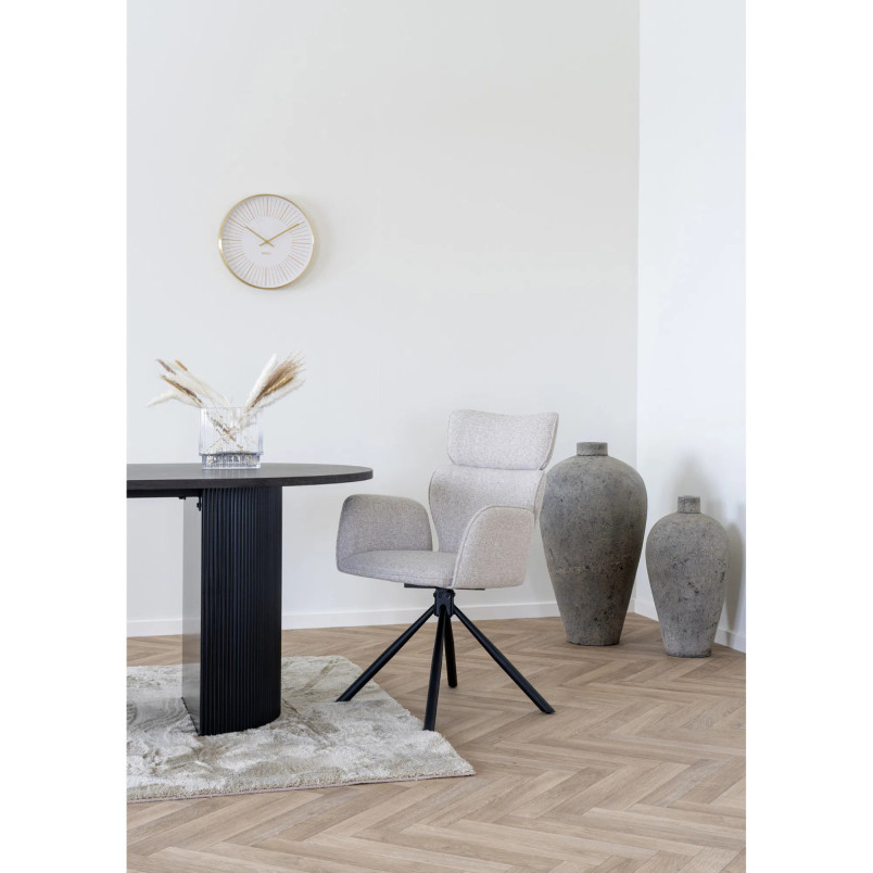 Krzesło fotelowe obrotowe Cordoba piaskowa tkanina / czarna podstawa House Nordic