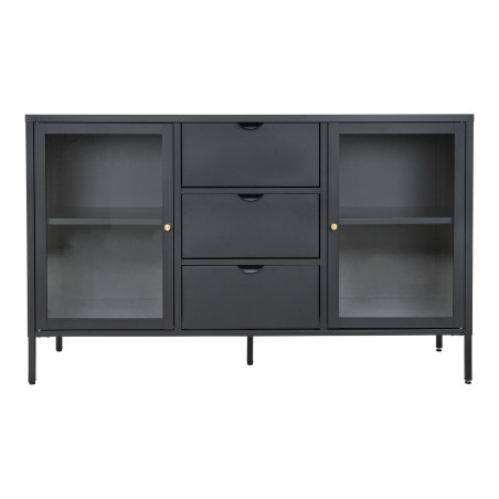 Komoda metalowa z 3 szufladami i 2 szafkami Dalby 85x140x40cm czarna House Nordic