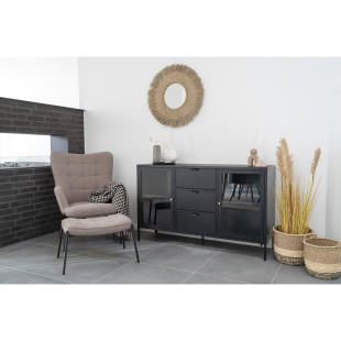 Komoda metalowa z 3 szufladami i 2 szafkami Dalby 85x140x40cm czarna House Nordic