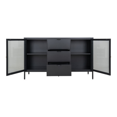 Komoda metalowa z 3 szufladami i 2 szafkami Dalby 85x140x40cm czarna House Nordic