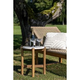 Leżak ogrodowy z drewna tekowego z plecionym siedziskiem Derby 190x65cm House Nordic