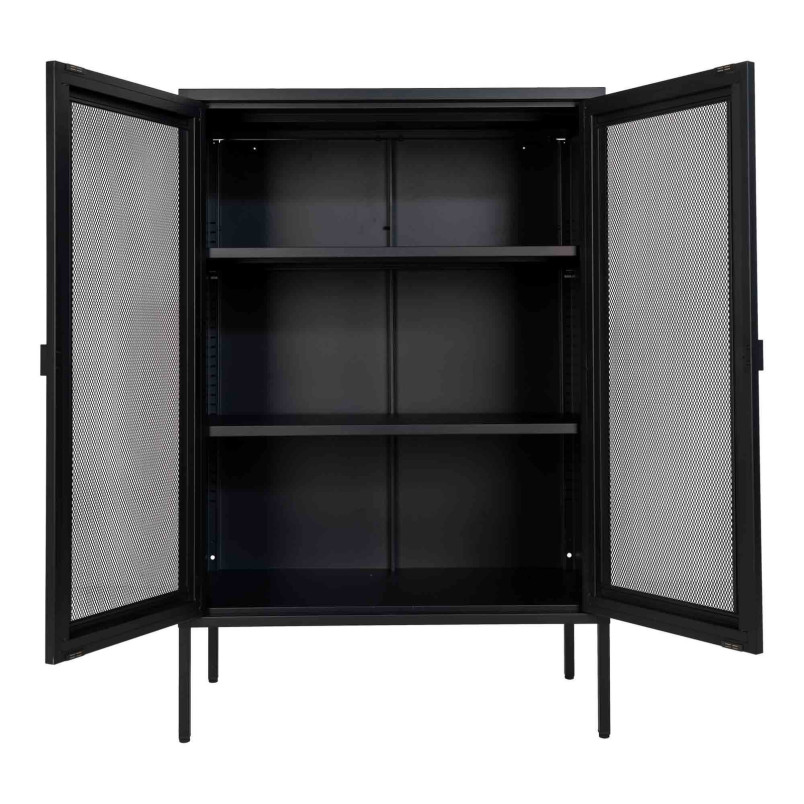 Regał / witryna metalowa z ażurowymi frontami Melbourne 120x80x40cm czarna House Nordic