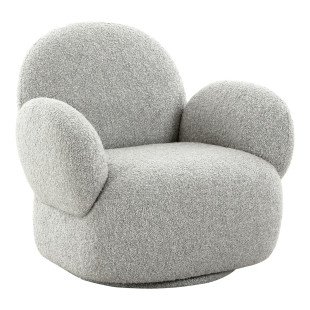 Fotel obrotowy tapicerowany - tkaniana boucle Messina szary House Nordic