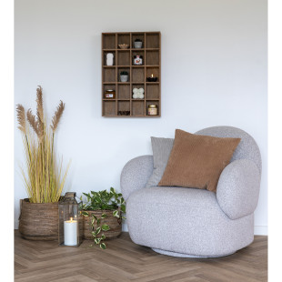 Fotel obrotowy tapicerowany - tkaniana boucle Messina szary House Nordic