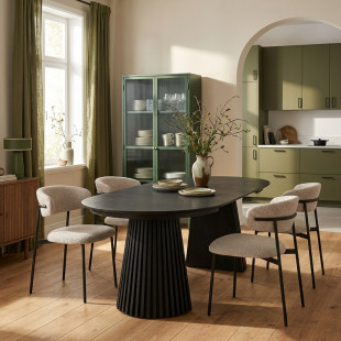Krzesło tapicerowane Mira boucle piaskowy / czarny House Nordic