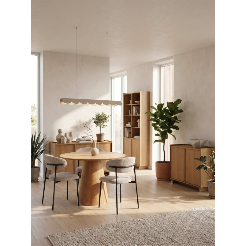 Krzesło tapicerowane Mira boucle piaskowy / czarny House Nordic