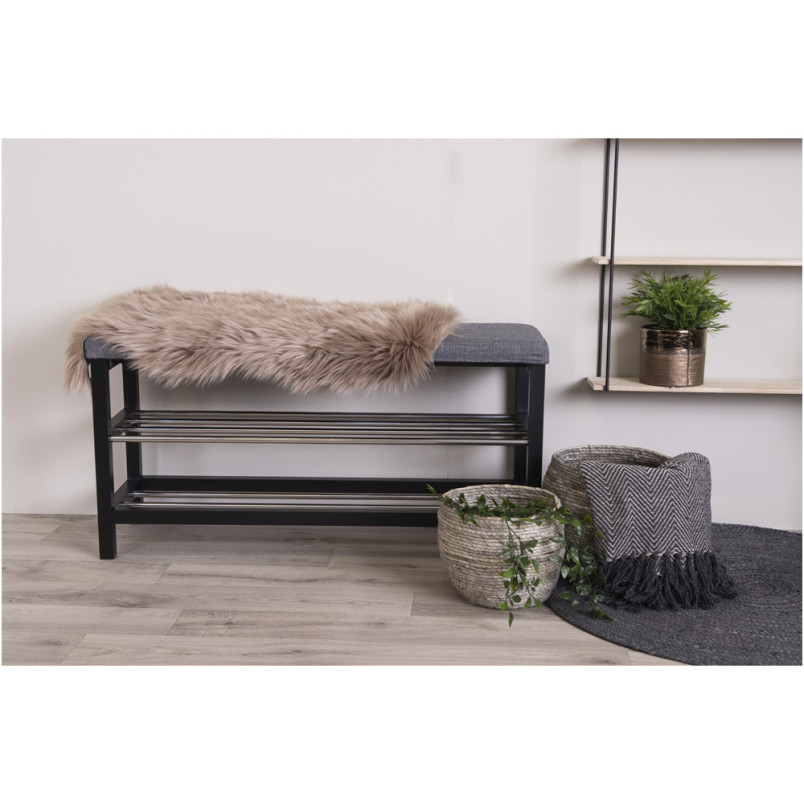 Ławka tapicerowana z 2 półkami na buty Padova 100x34x50cm szary / czarny House Nordic