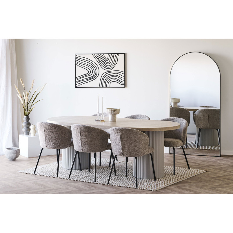 Krzesło tapicerowane Safira beżowa boucle / czarny House Nordic