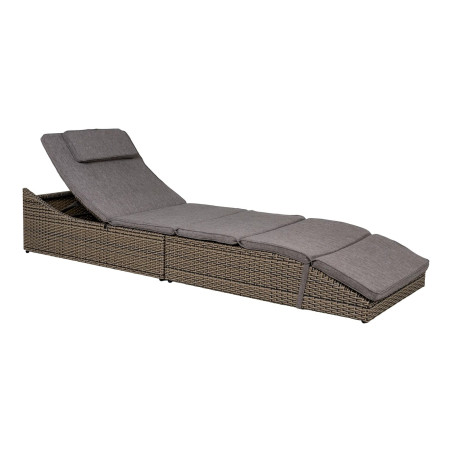 Leżak technorattanowy z poduszkami Split 200x60cm szary House Nordic