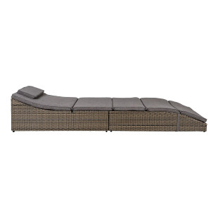 Leżak technorattanowy z poduszkami Split 200x60cm szary House Nordic