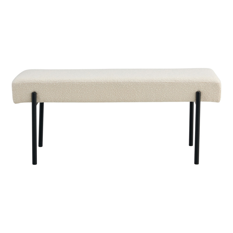 Ławka tapicerowana Swindon 100x36cm biała boucla / czarny House Nordic