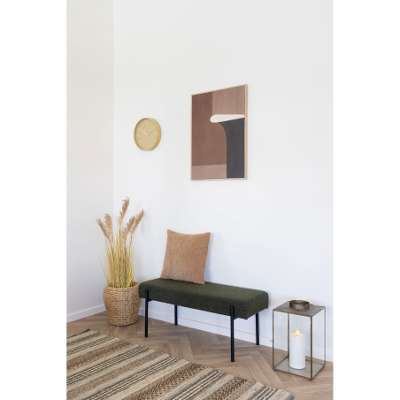 Ławka tapicerowana Swindon 100x36cm zielona boucla / czarny House Nordic